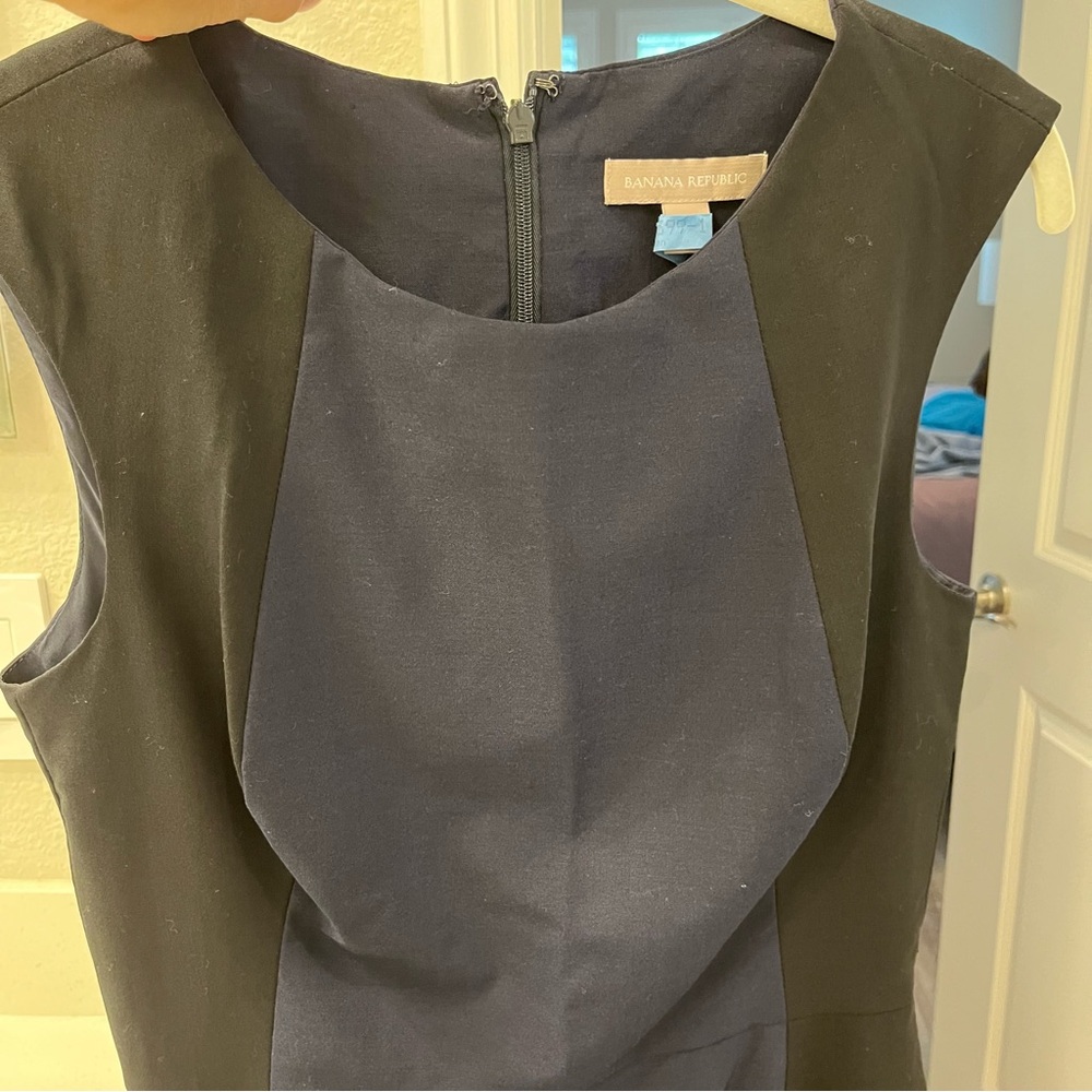 Banana Republic Black and Navy Midi Dress - Picture 6 of 7